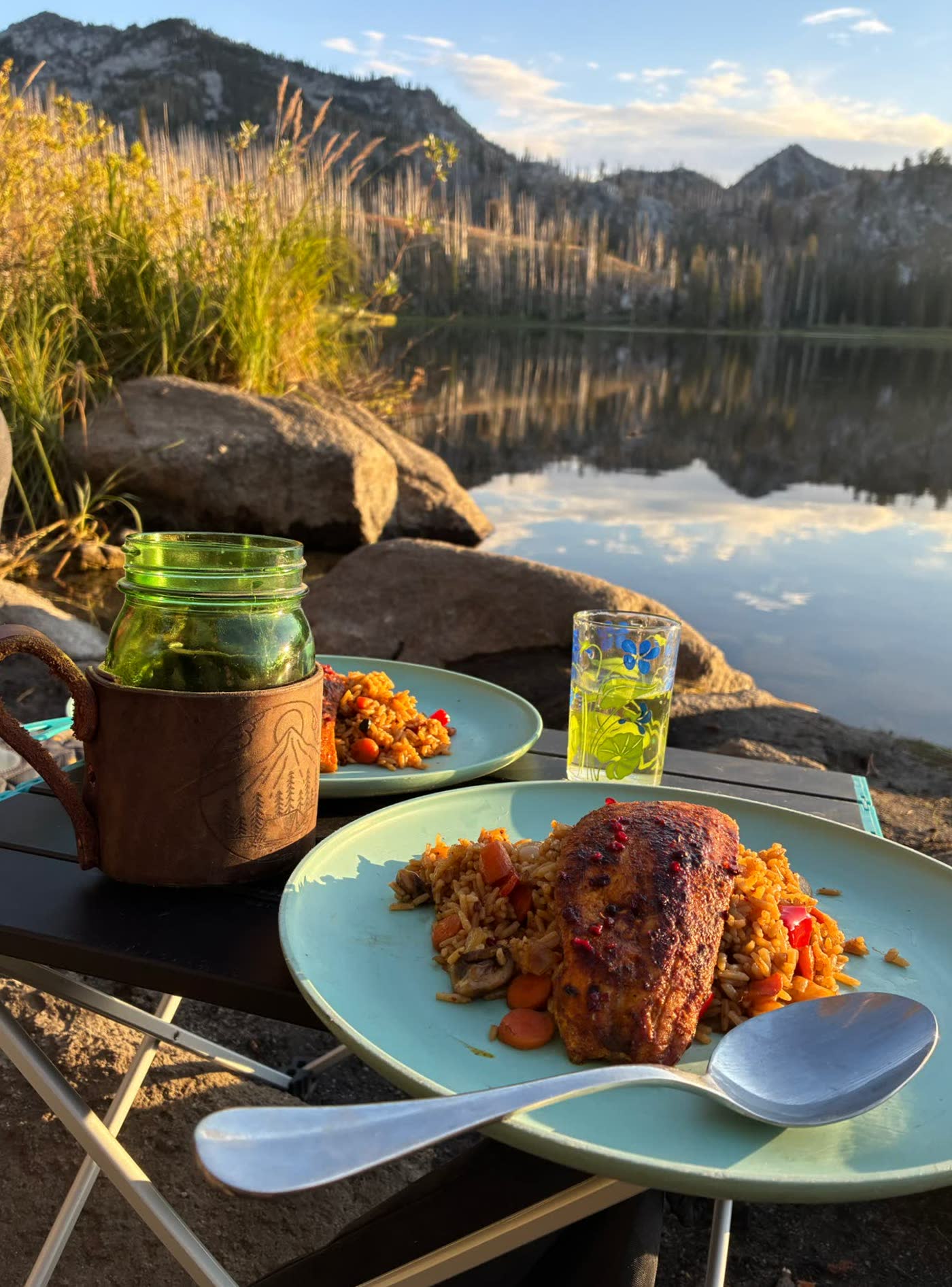 Huckleberry and hot honey salmon at Big Trinity Lake
